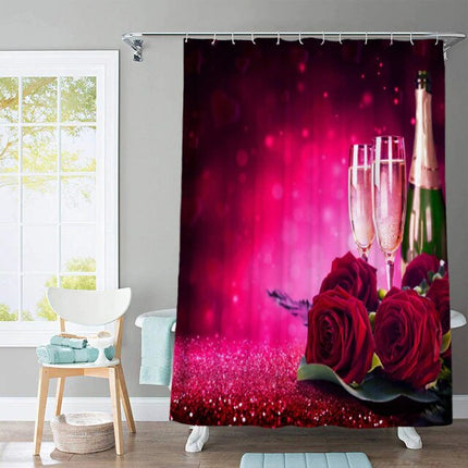 Tenda da doccia rose rosse champagne