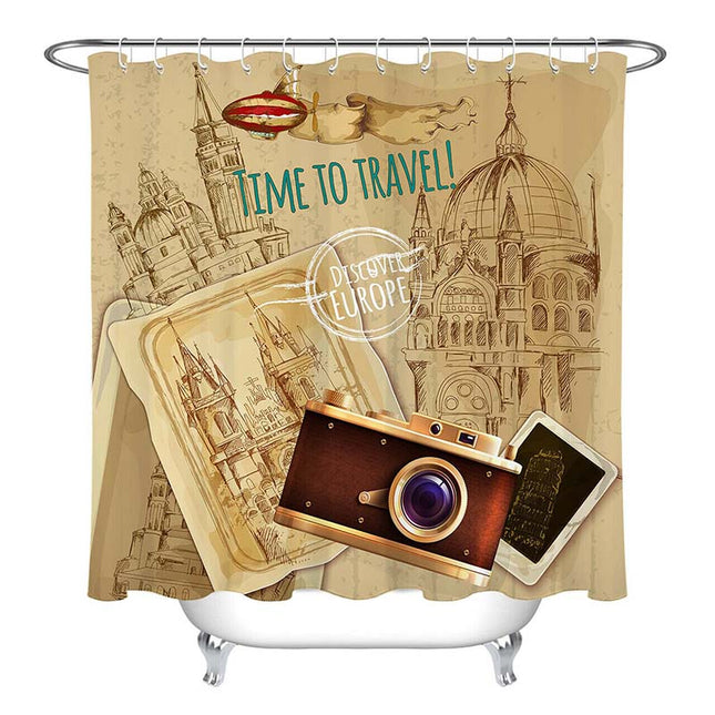 Tenda da doccia tema viaggio vintage