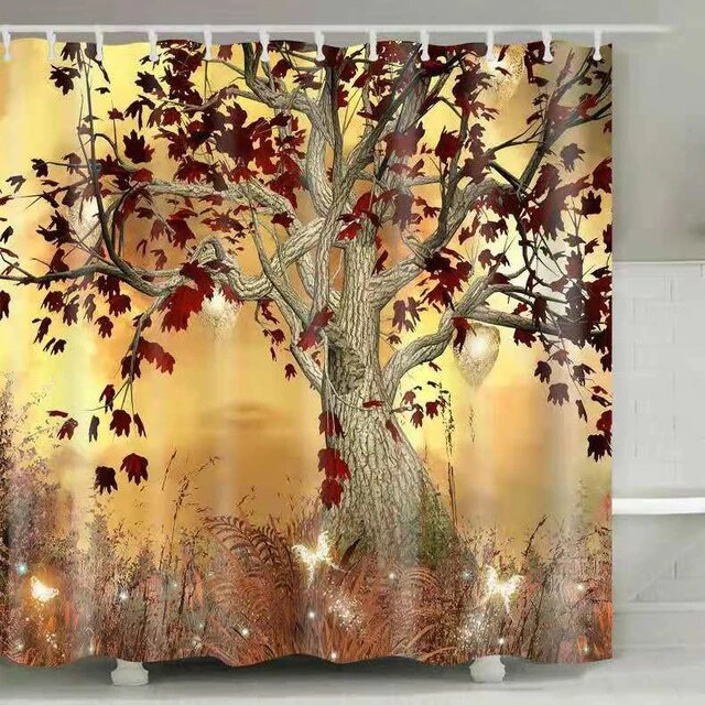 Tenda da doccia albero d'autunno romantico