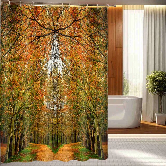 Tenda da doccia albero arancione autunnale