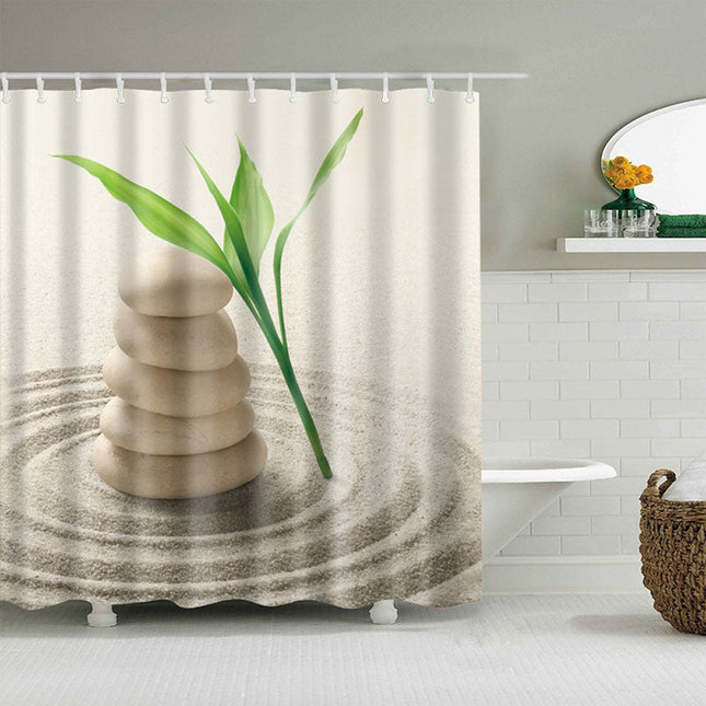 Tenda da doccia beige stile Zen