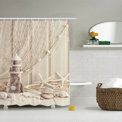 Tenda doccia conchiglie beige stile mare