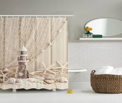 Tenda doccia conchiglie beige stile mare