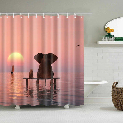 Tenda da Doccia Elefante al Tramonto