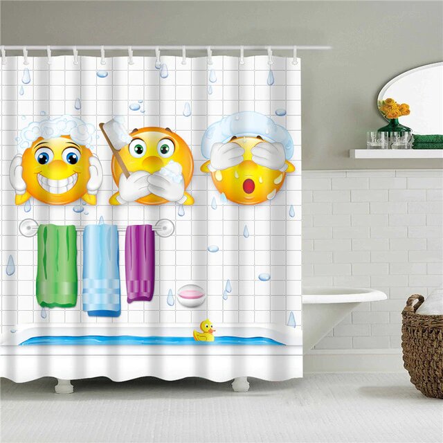 Tenda da doccia con emoticon divertenti