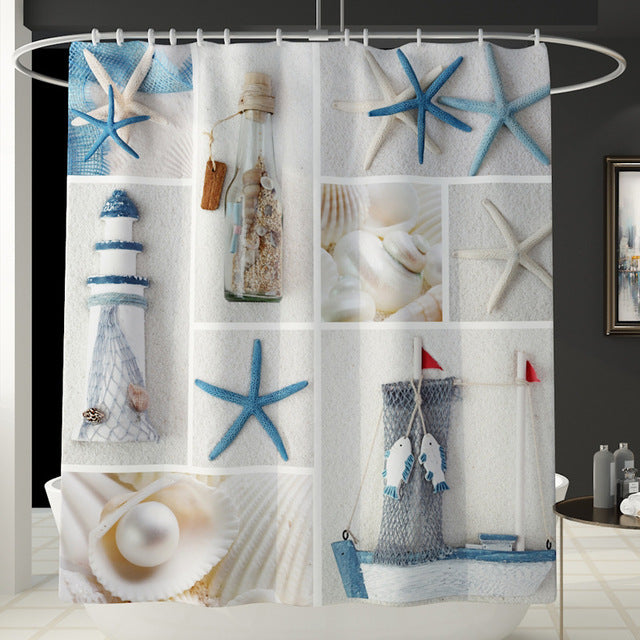 Tenda doccia con conchiglie stelle marine