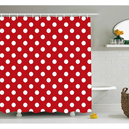 Tenda da doccia rossa a pois bianchi