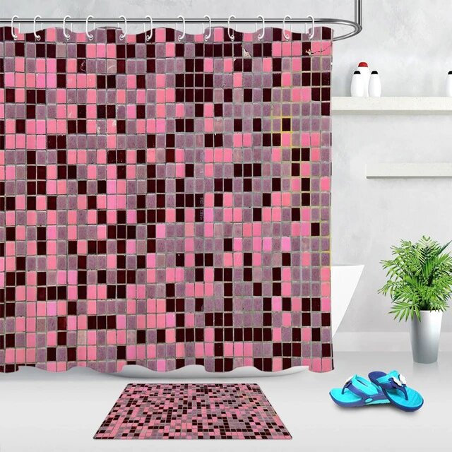 Tenda da Doccia con Mosaico Rosa