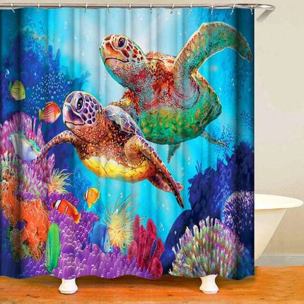 Tenda doccia mondo marino con tartarughe
