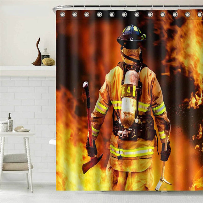 Tenda doccia con stampa vigile del fuoco