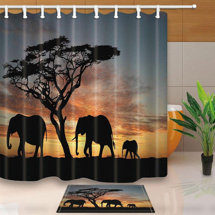 Tenda doccia motivo safari con elefanti