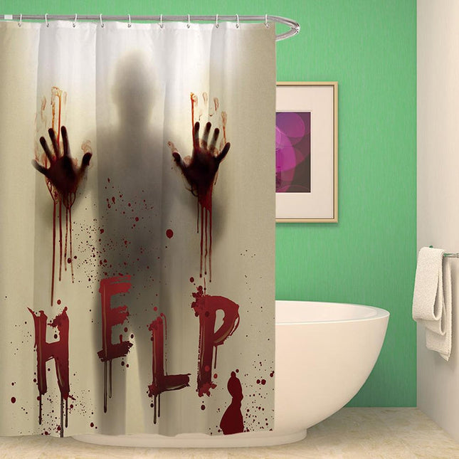 Tenda doccia horror con mani insanguinate