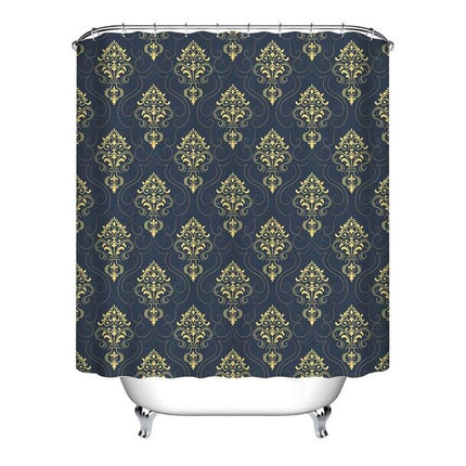 Tenda doccia nera tessuto damascato oro