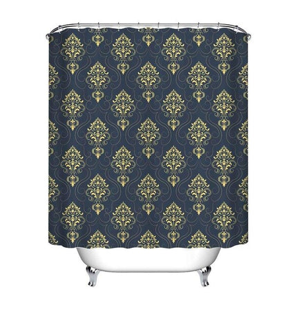 Tenda doccia nera tessuto damascato oro