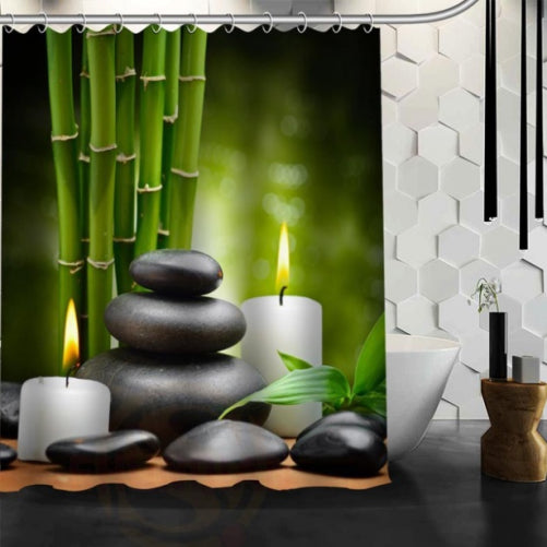 Tenda da doccia zen sassi e bambù