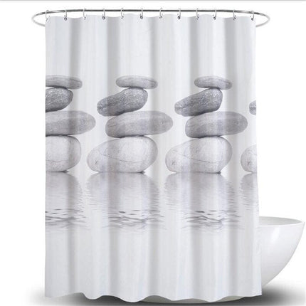 Tenda da doccia con sassi zen