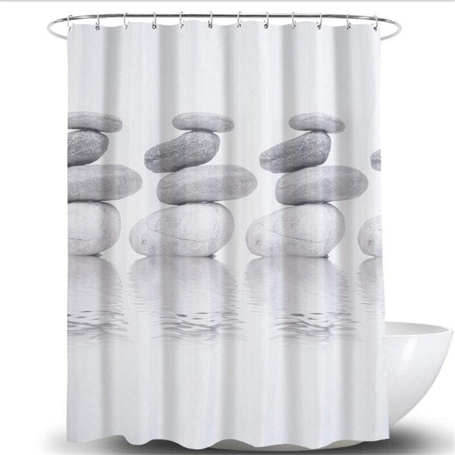 Tenda da doccia con sassi zen