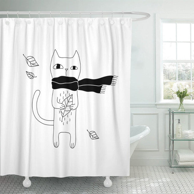 Tenda doccia divertente con disegno gatto