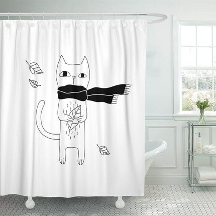 Tenda doccia divertente con disegno gatto