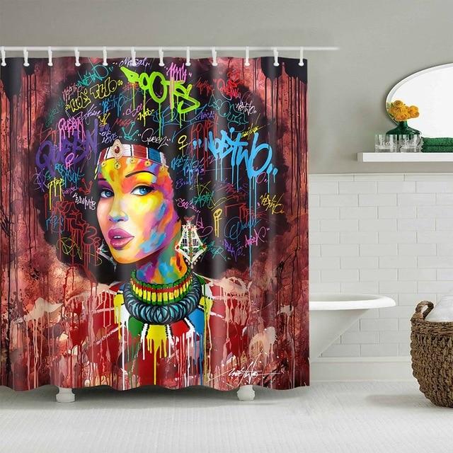 Tenda da doccia donna africana pop art