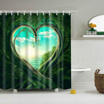 Tenda da doccia foresta a cuore