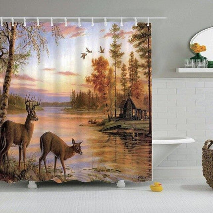 Tenda da doccia con animali foresta