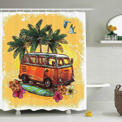 Tenda da doccia stile hippie anni '70