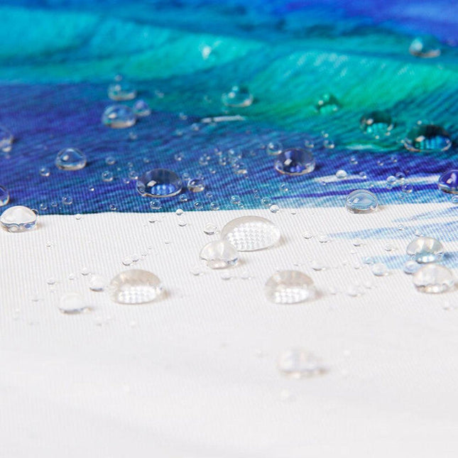 Tenda da doccia color acqua con onde