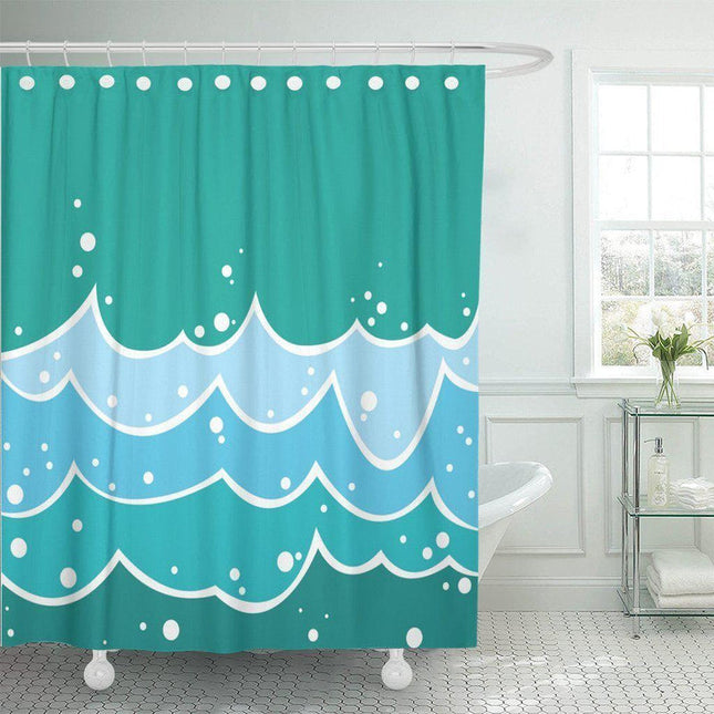 Tenda da doccia color acqua con onde