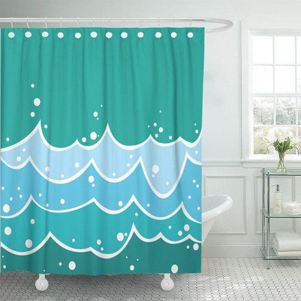 Tenda da doccia color acqua con onde