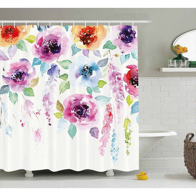Tenda da doccia fiori stile acquerello