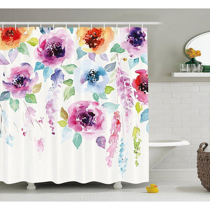 Tenda da doccia fiori stile acquerello