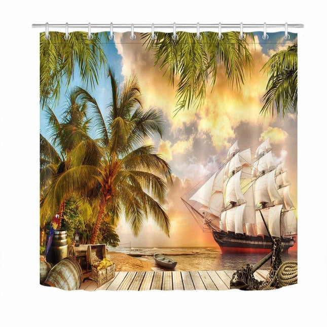 Tenda doccia con nave dei pirati