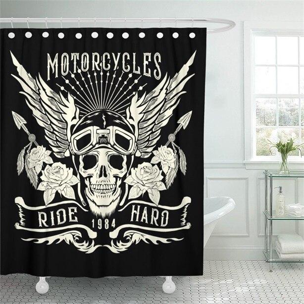 Tenda da doccia stile biker teschio