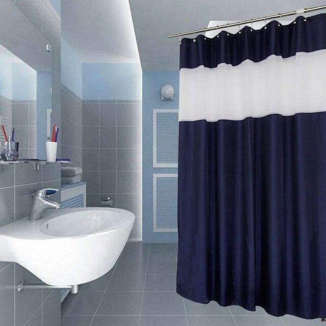 Tenda da doccia a righe blu e bianca