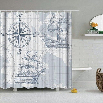 Tenda Doccia Mappa Nautica Vintage
