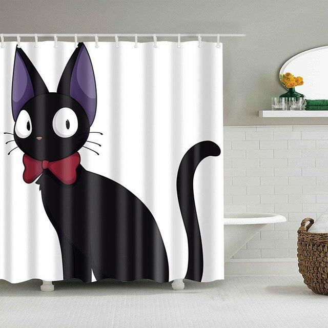 Tenda da doccia gatto nero cartone