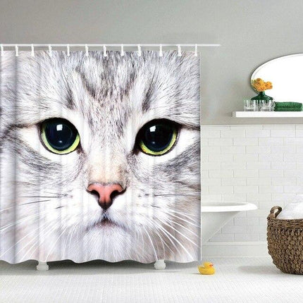 Tenda Doccia Primo Piano Gatto Bianco