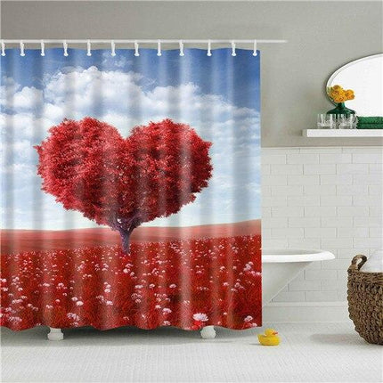 Tenda da doccia con albero cuore