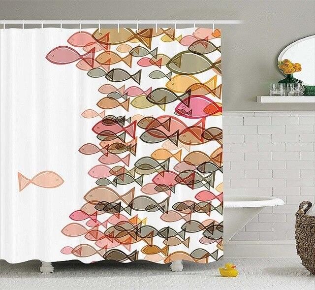 Tenda da Doccia Pesci Colore Corallo