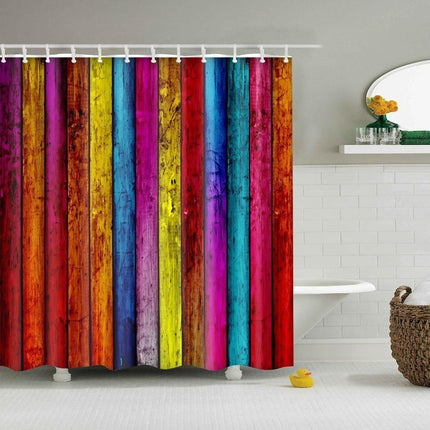 Tenda da doccia colorata effetto legno