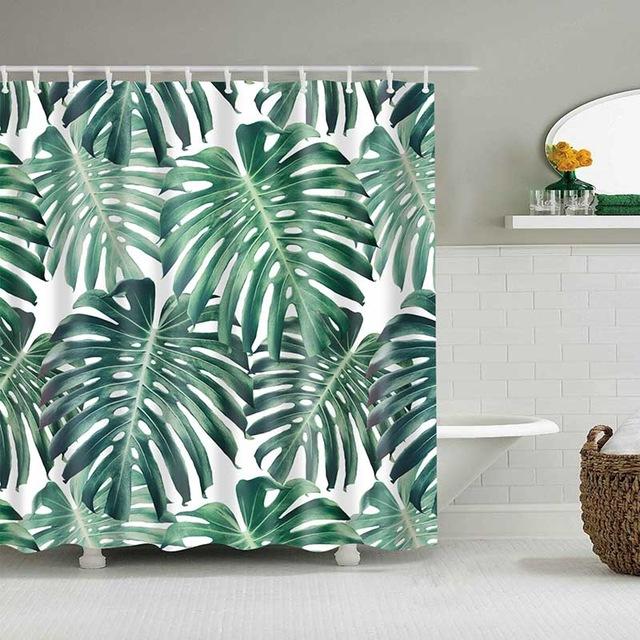 Tenda doccia con foglie di monstera