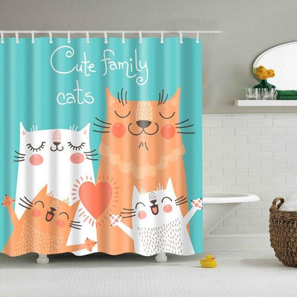 Tenda Doccia Famiglia Gatti Cartone Animato