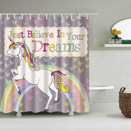 Tenda doccia con unicorno e arcobaleno