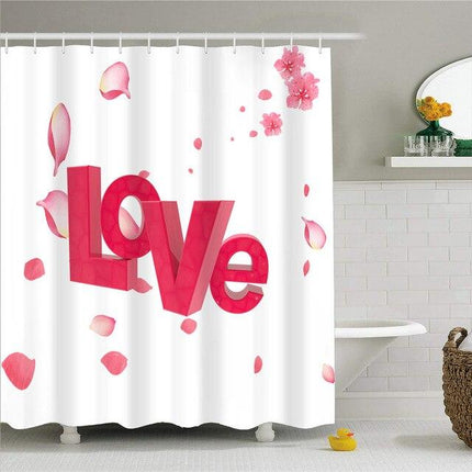 Tenda Doccia Romantica con Scritta Love
