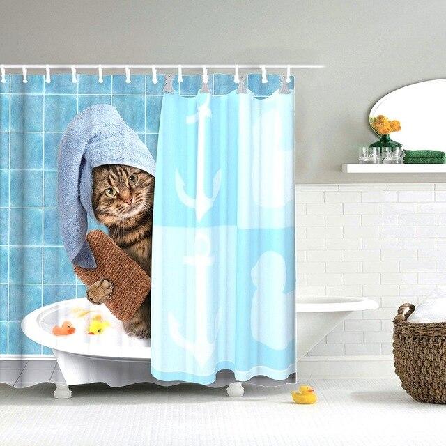 Tenda doccia divertente gatto in vasca