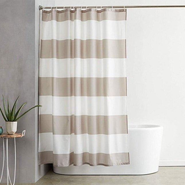 Tenda doccia a righe marrone beige