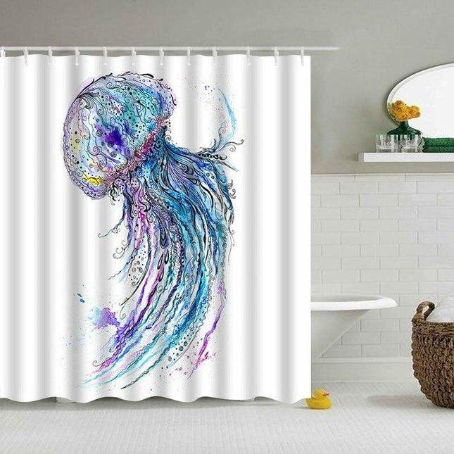 Tenda doccia design con medusa acquerello