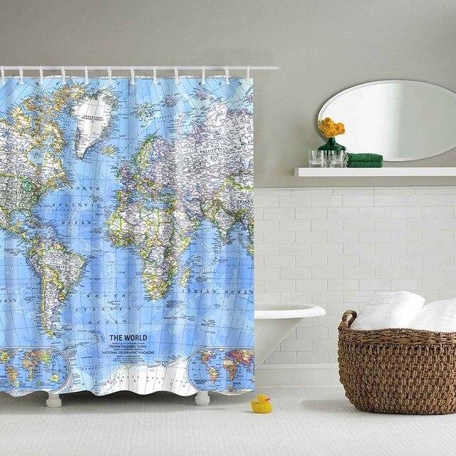 Tenda doccia con mappa del mondo