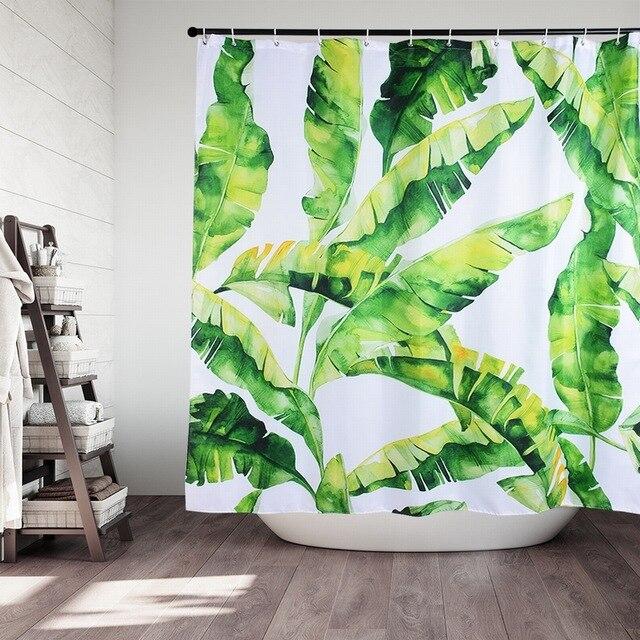 Tenda doccia con foglie di banano tropicali